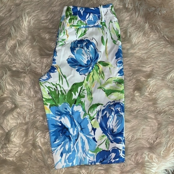 For the Republic Floral Bermuda Shorts White Blue Green Yellow Womens Size 6P - Picture 11 of 12